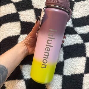 Lululemon Pink and Yellow Water Bottle